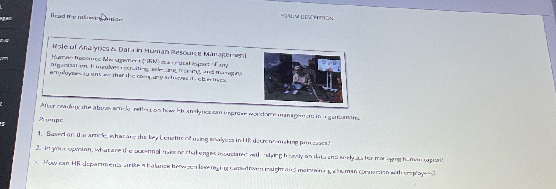 FORUM DESCRIPTION Read the followingarticle: Role