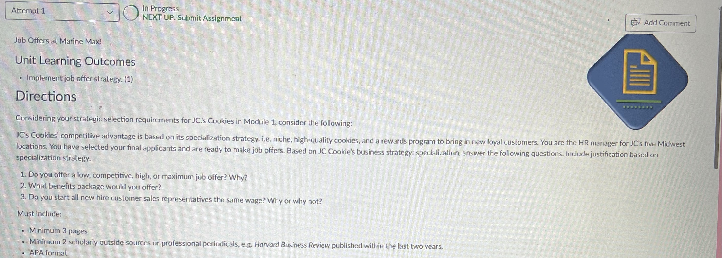 Attempt 1 In Progress NEXT UP: Submit Assignment