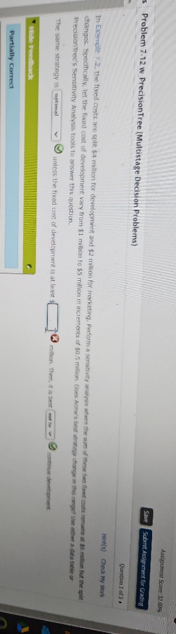 Assignment Score: 32.00% Save Submit Assignment