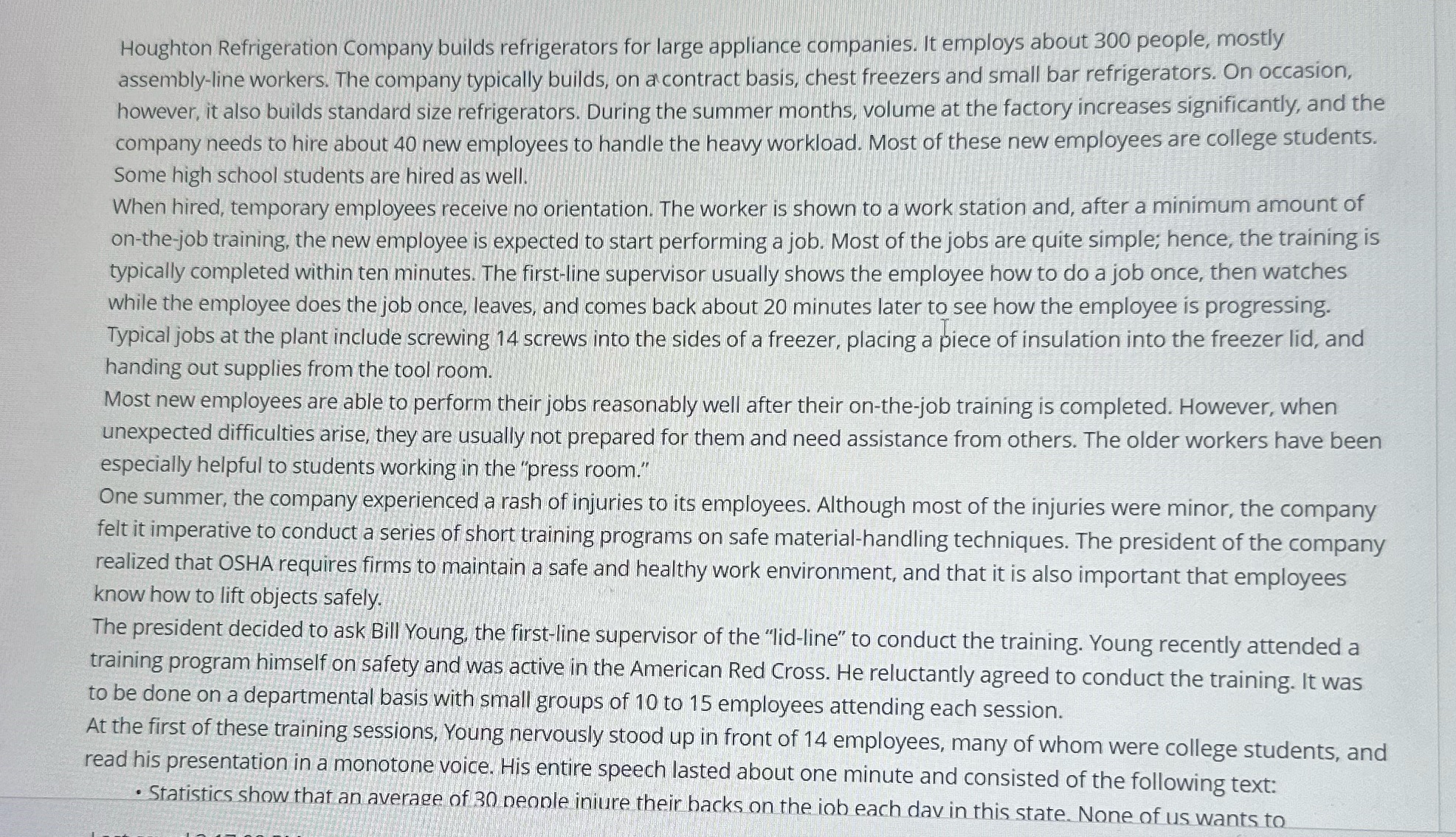 Evaluate the companies on the job training