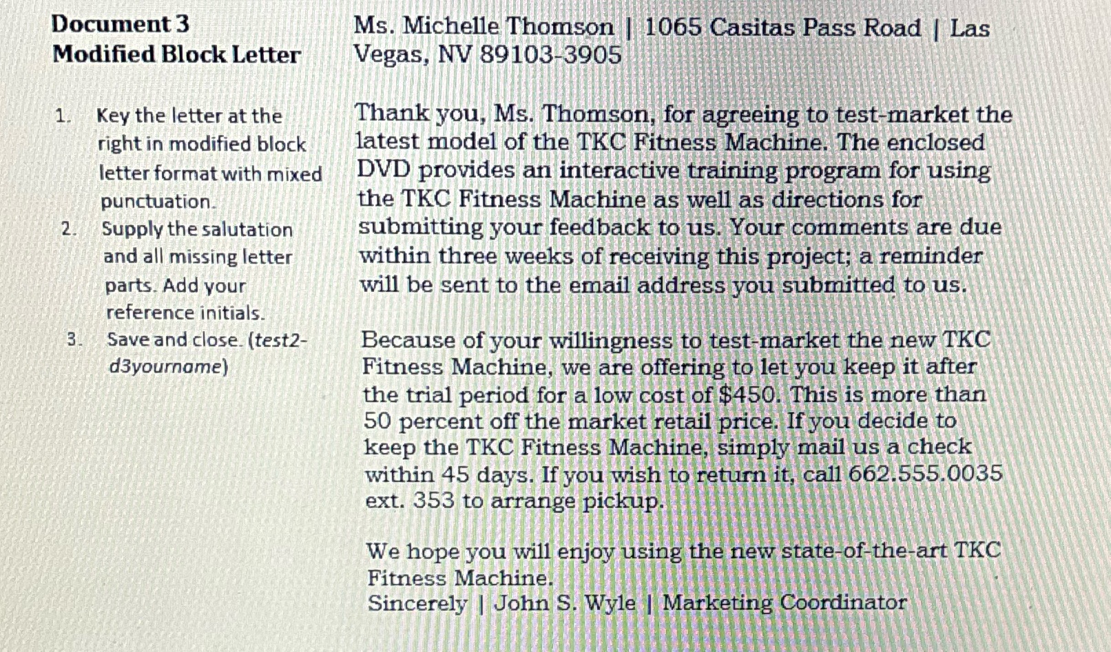 I need help Document 3 Ms. Michelle Thomson |