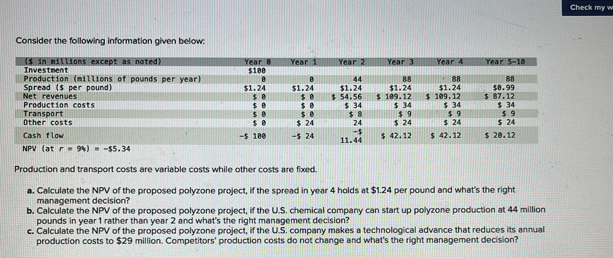 Consider the following information given below: \