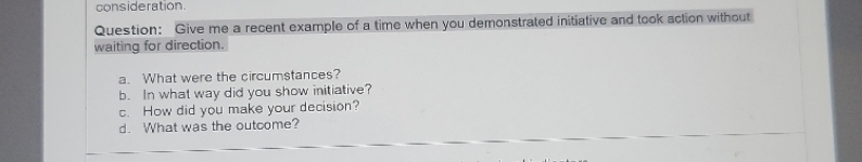 consideration. Question: Give me a recent example