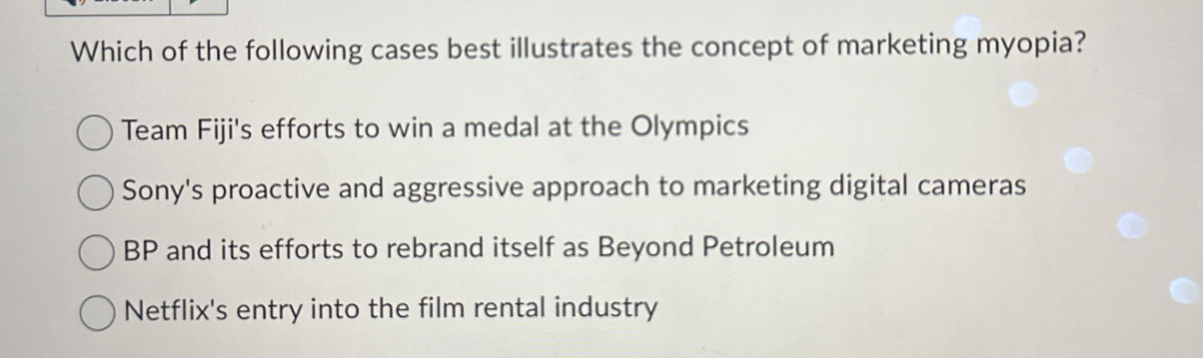 Which of the following cases best illustrates the