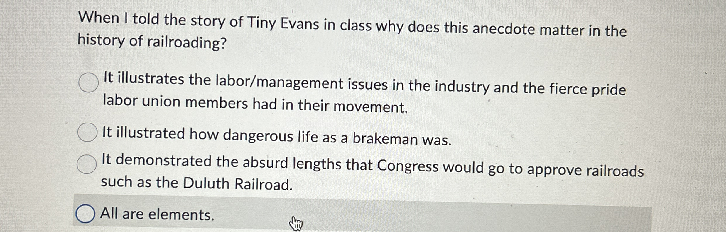 When I told the story of Tiny Evans in class why