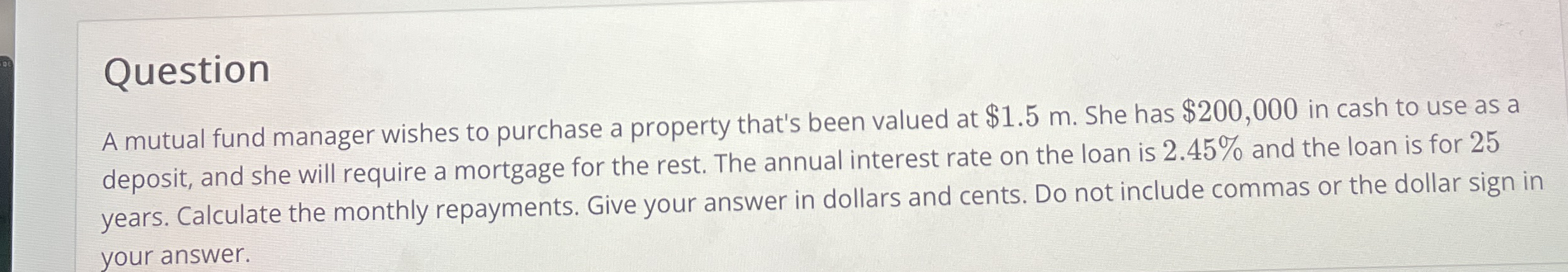 Question A mutual fund manager wishes to purchase