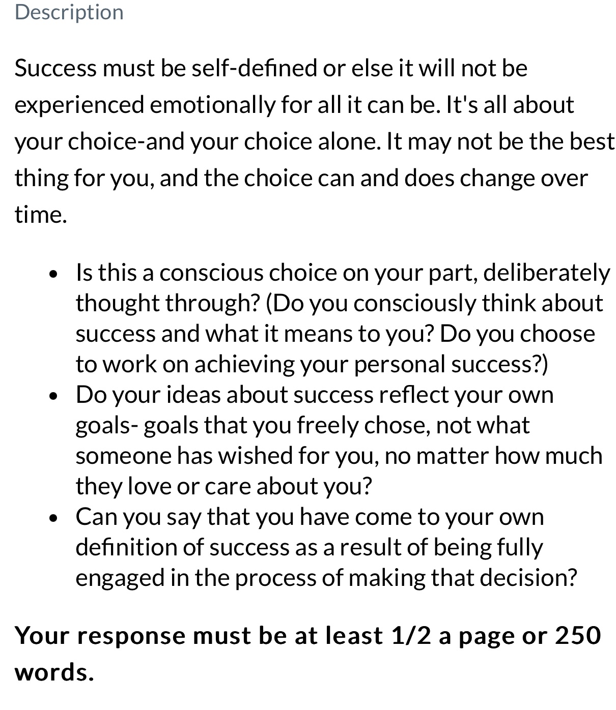 Description Success must be self-defined or else