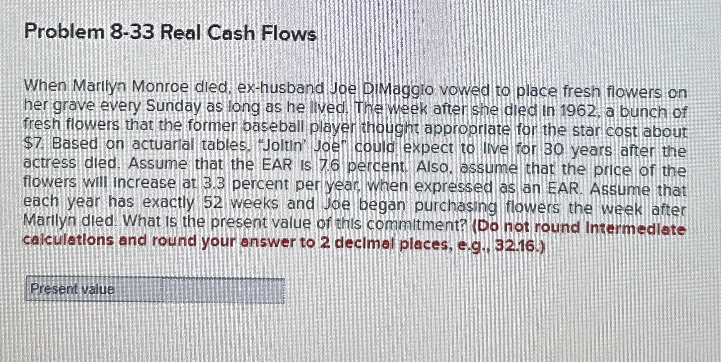 Problem 8 - 3 3 Real Cash Flows When Marilyn