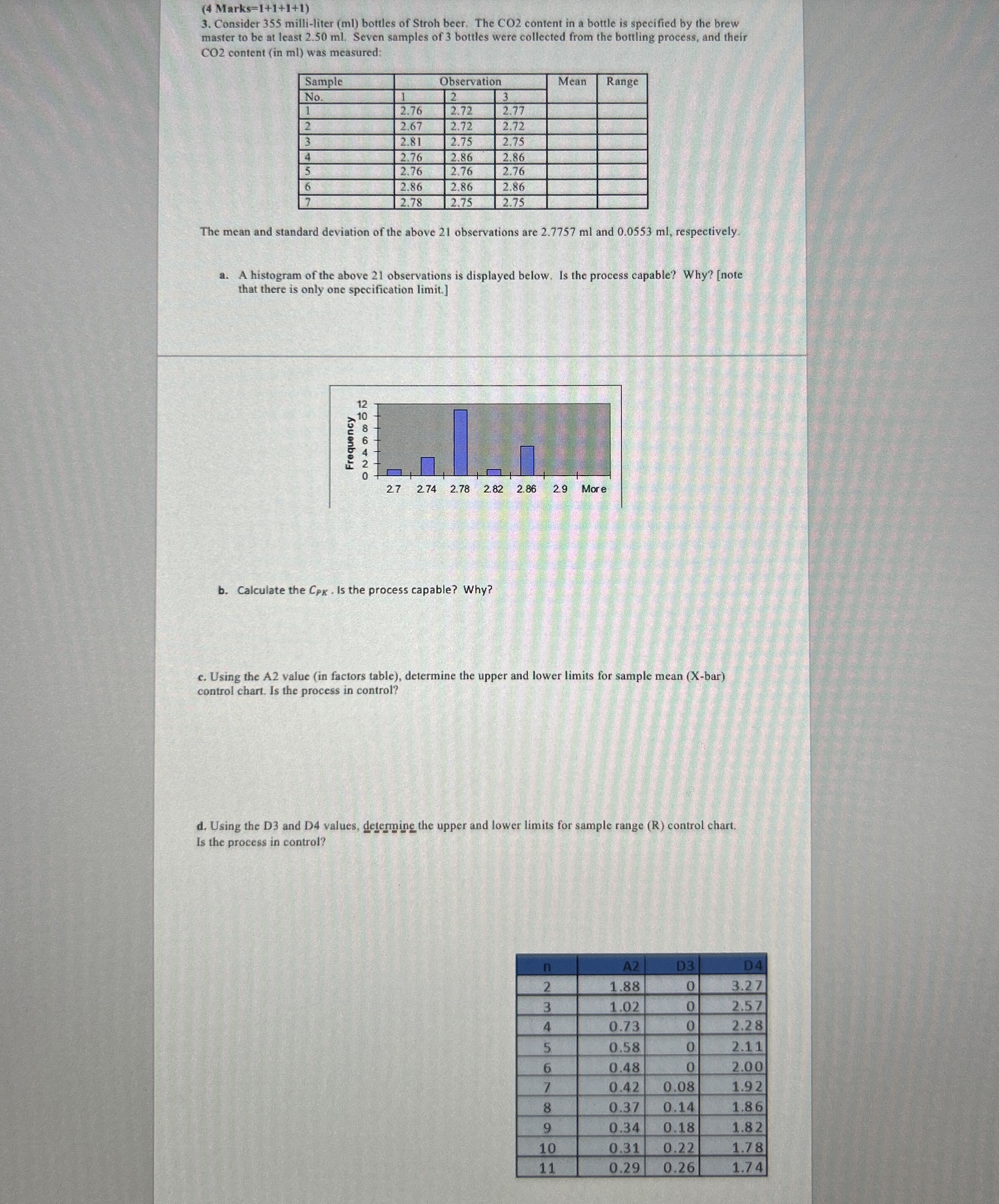 ( 4 Marks = 1 1 1 1 ) 3 . Consider 3 5 5 milli -