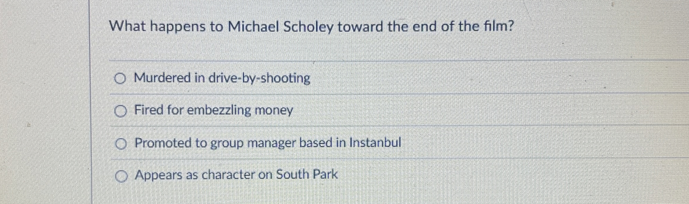 What happens to Michael Scholey toward the end of