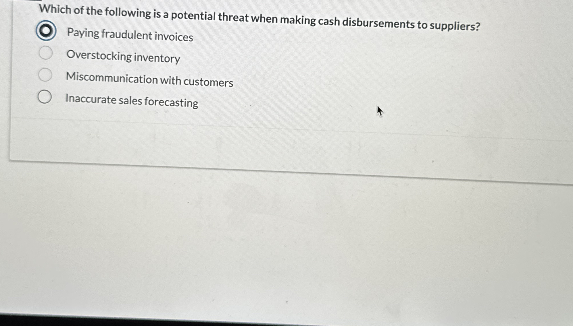 Which of the following is a potential threat when