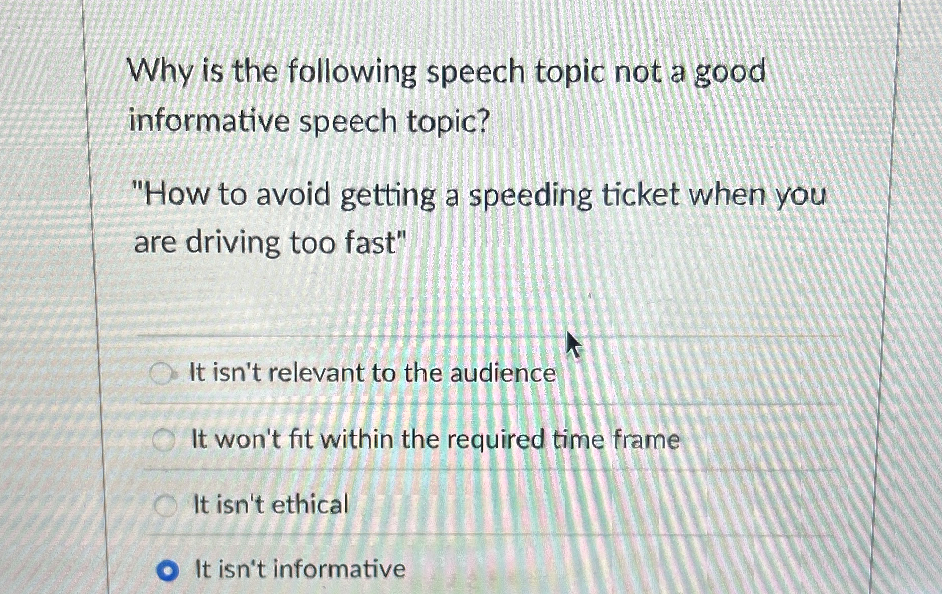 Why is the following speech topic not a good