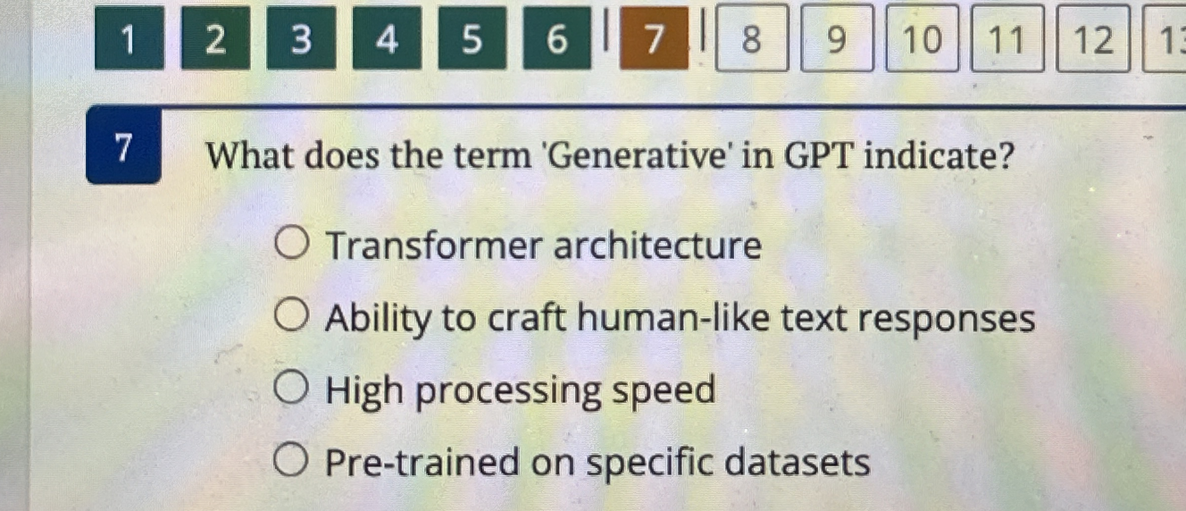 1 2 3 4 5 6 7 8 7 What does the term 'Generative'