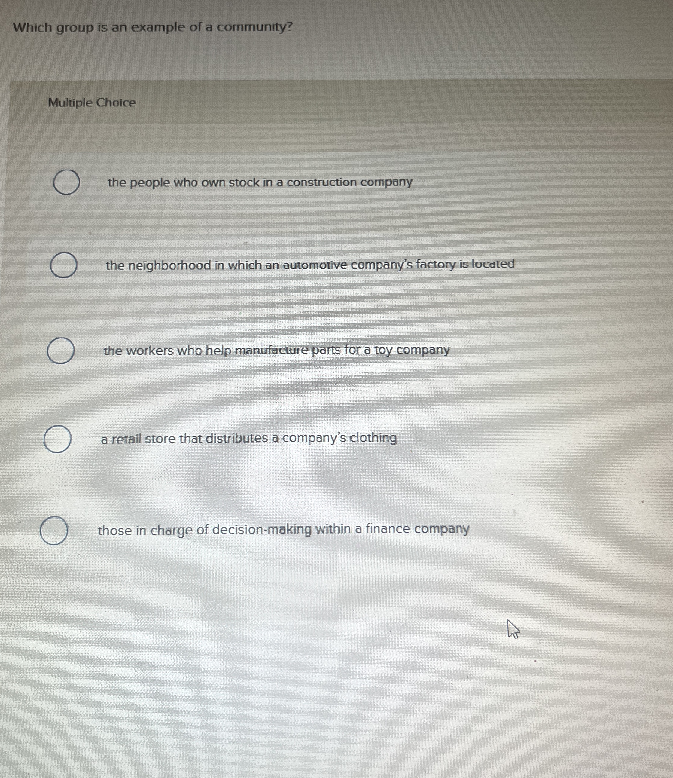 Which group is an example of a community?