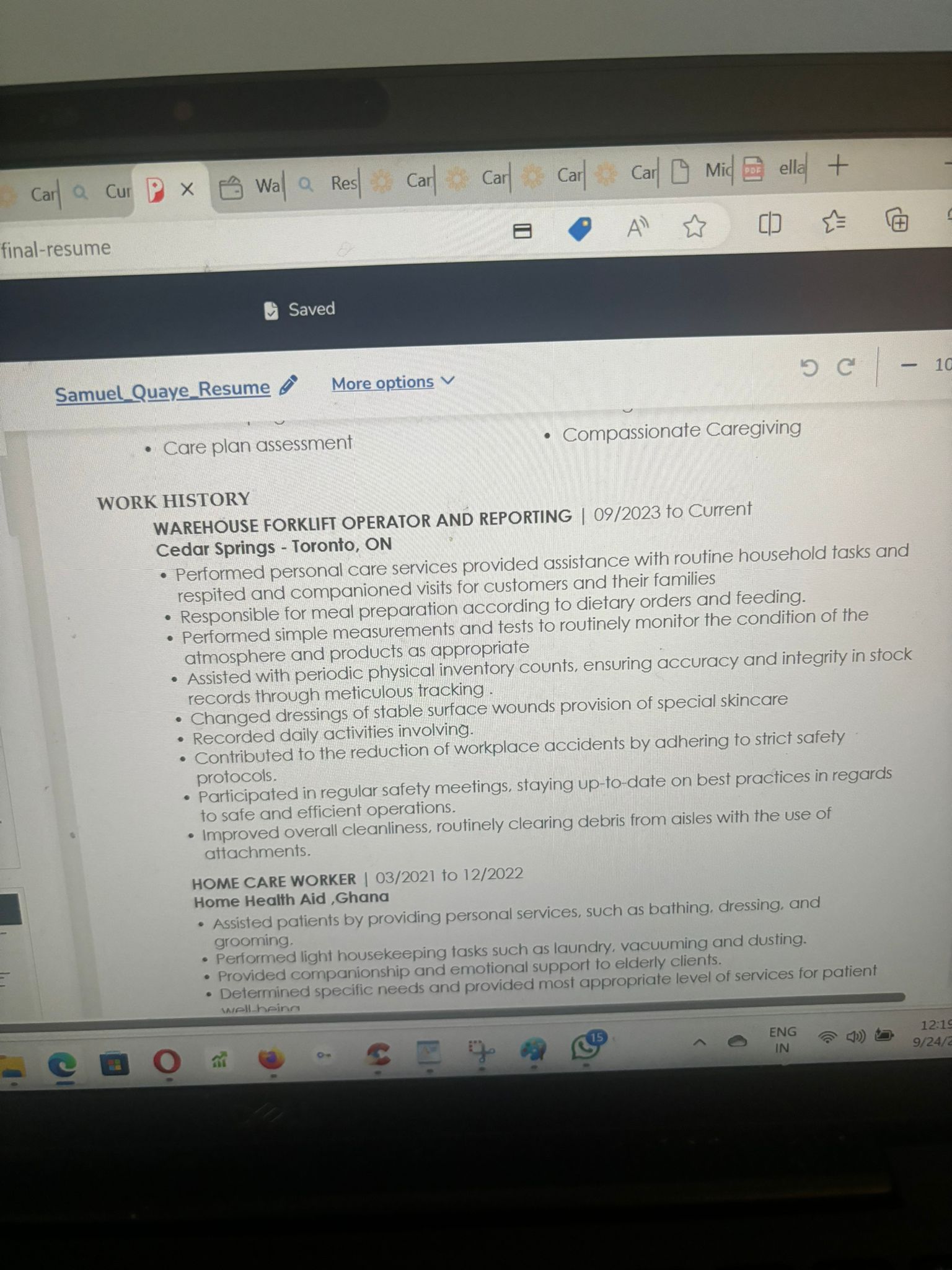 MAKE A CV(Curriculum vitae) USING THIS