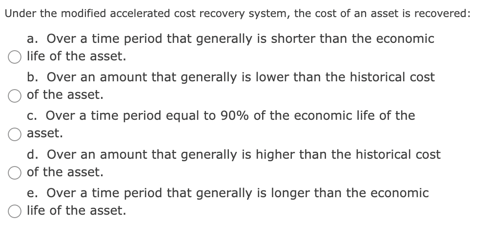 answer Under the modified accelerated cost