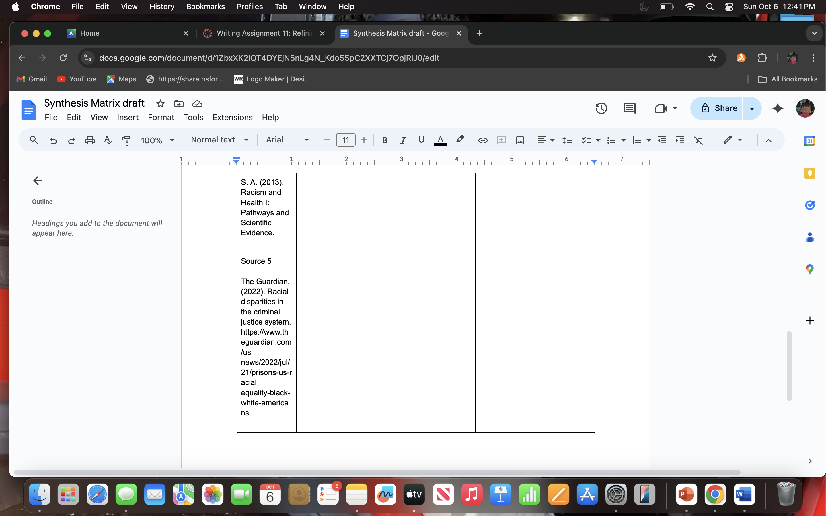 For this assignment continue to fill in your