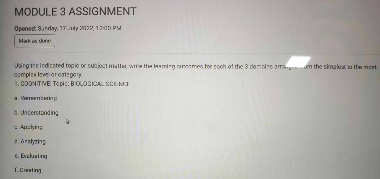 SUB: Creative Writing MODULE 3 ASSIGNMENT Opened: