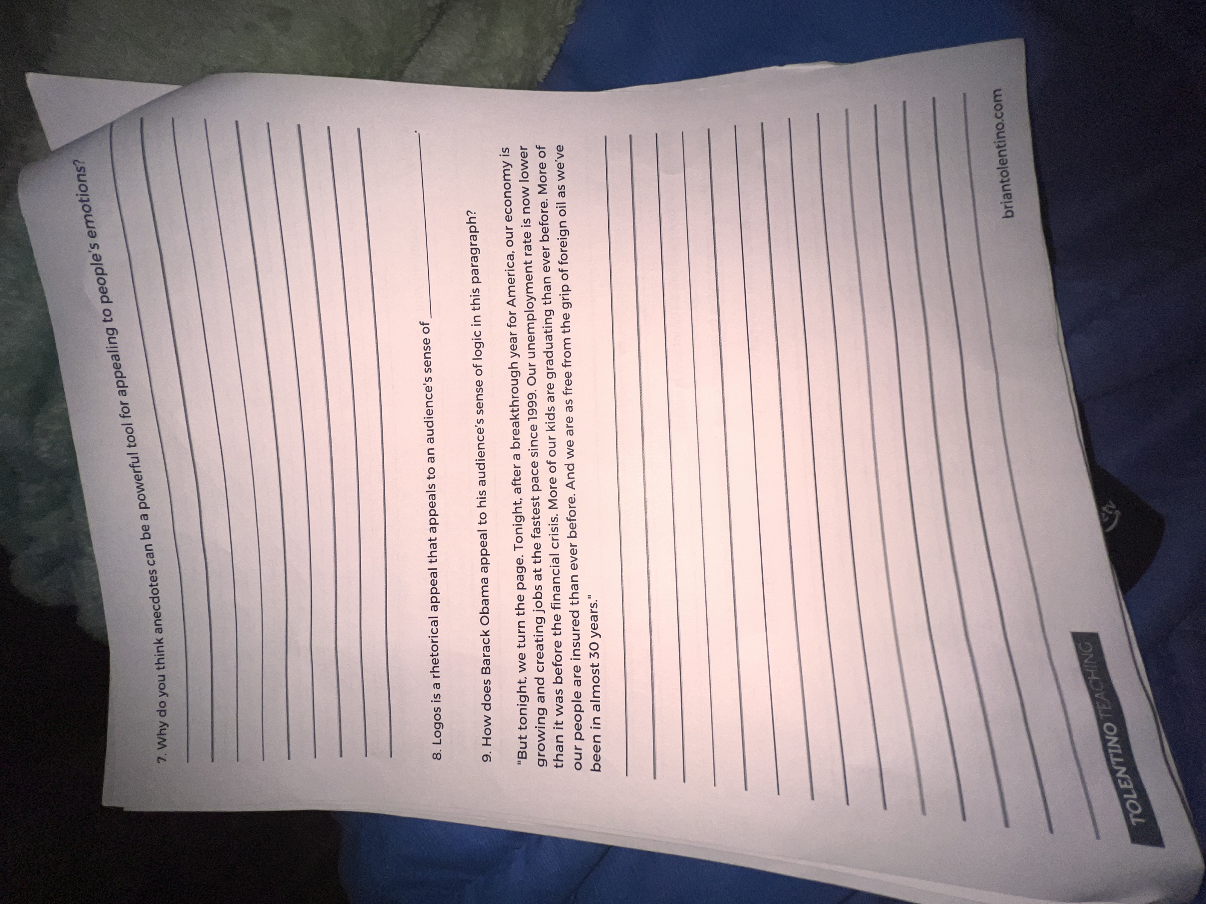 Answer short wn 7. Why do you think anecdotes can