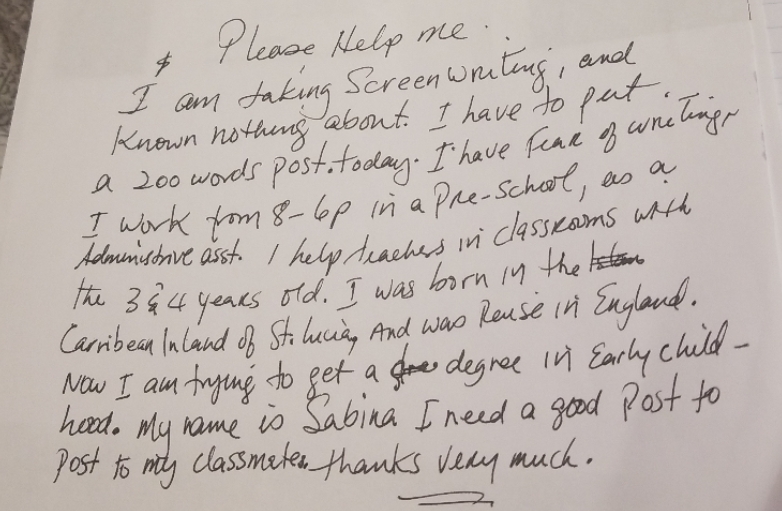 $ Please Help me I am taking Screen writing, and