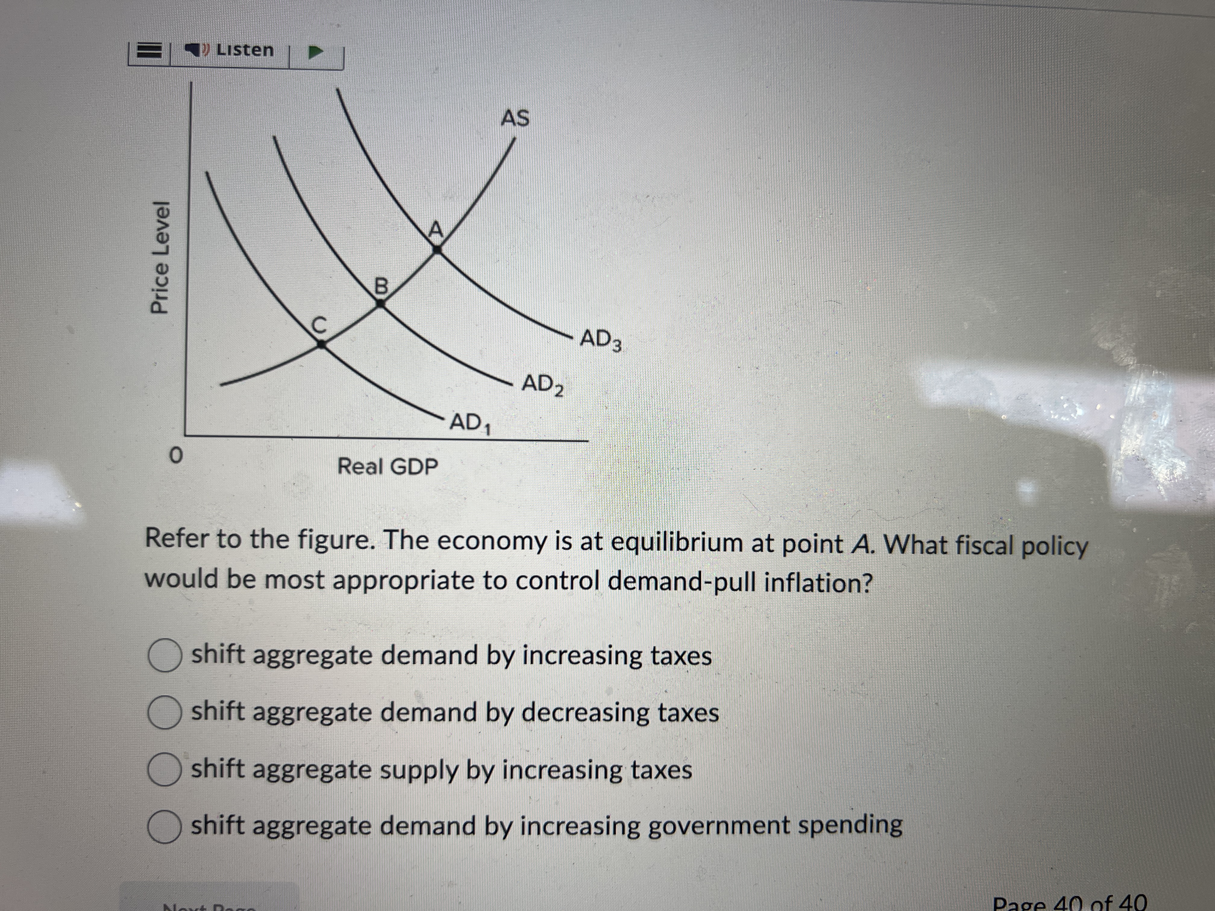 Answer Listen AS A Price Level AD 3 AD2 AD 1 O