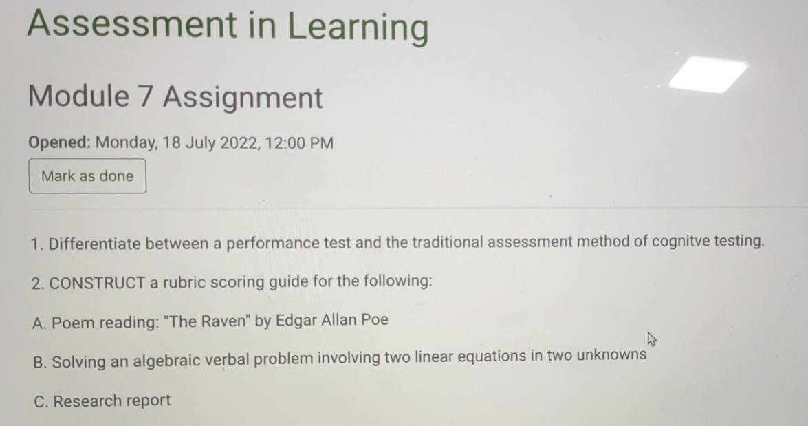 SUB: Creative Writing Assessment in Learning