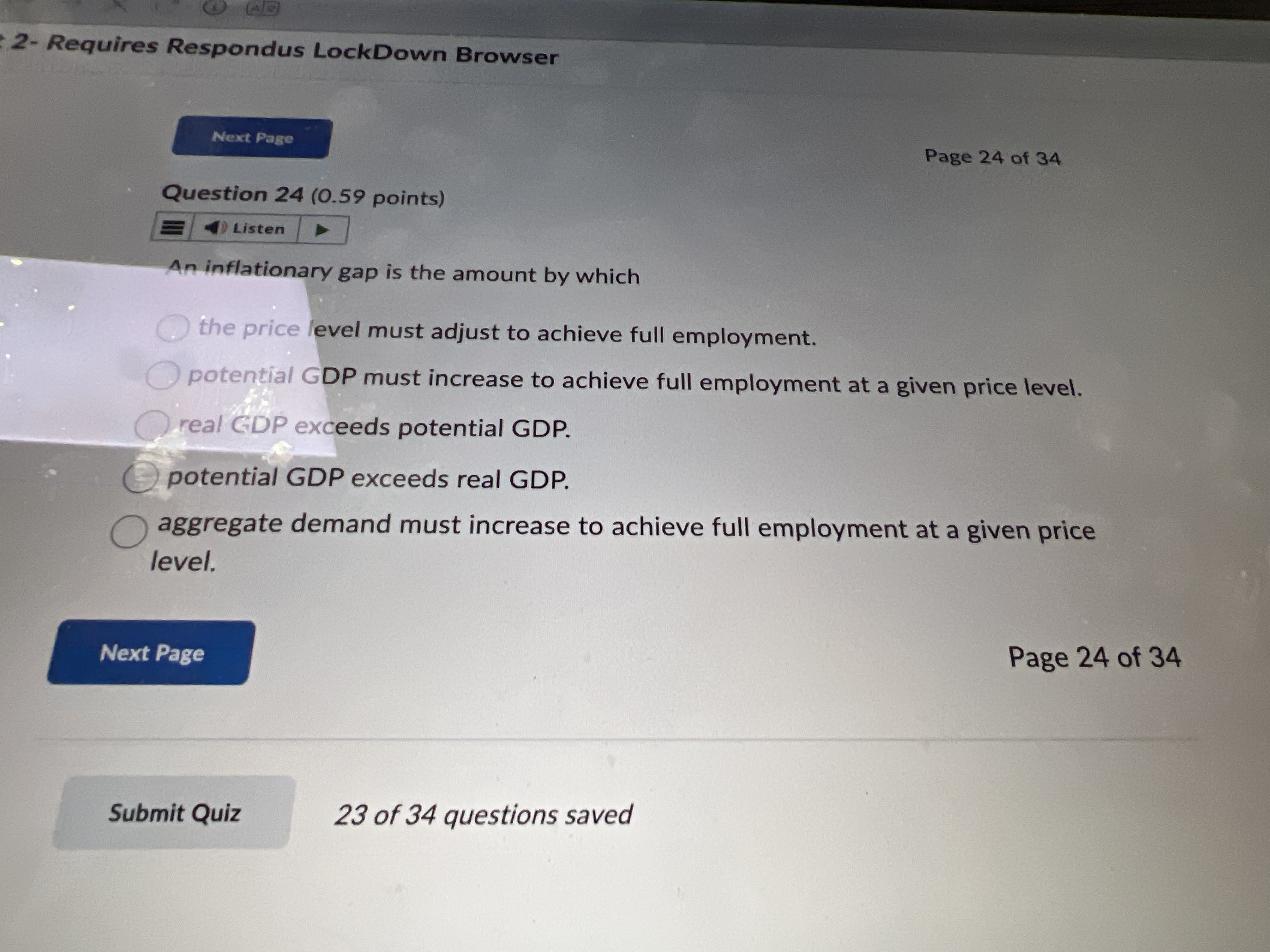 Answer 2- Requires Respondus LockDown Browser
