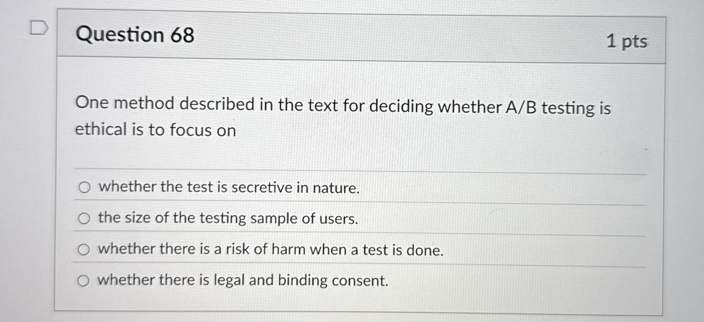 Question 6 8 1 pts One method described in the