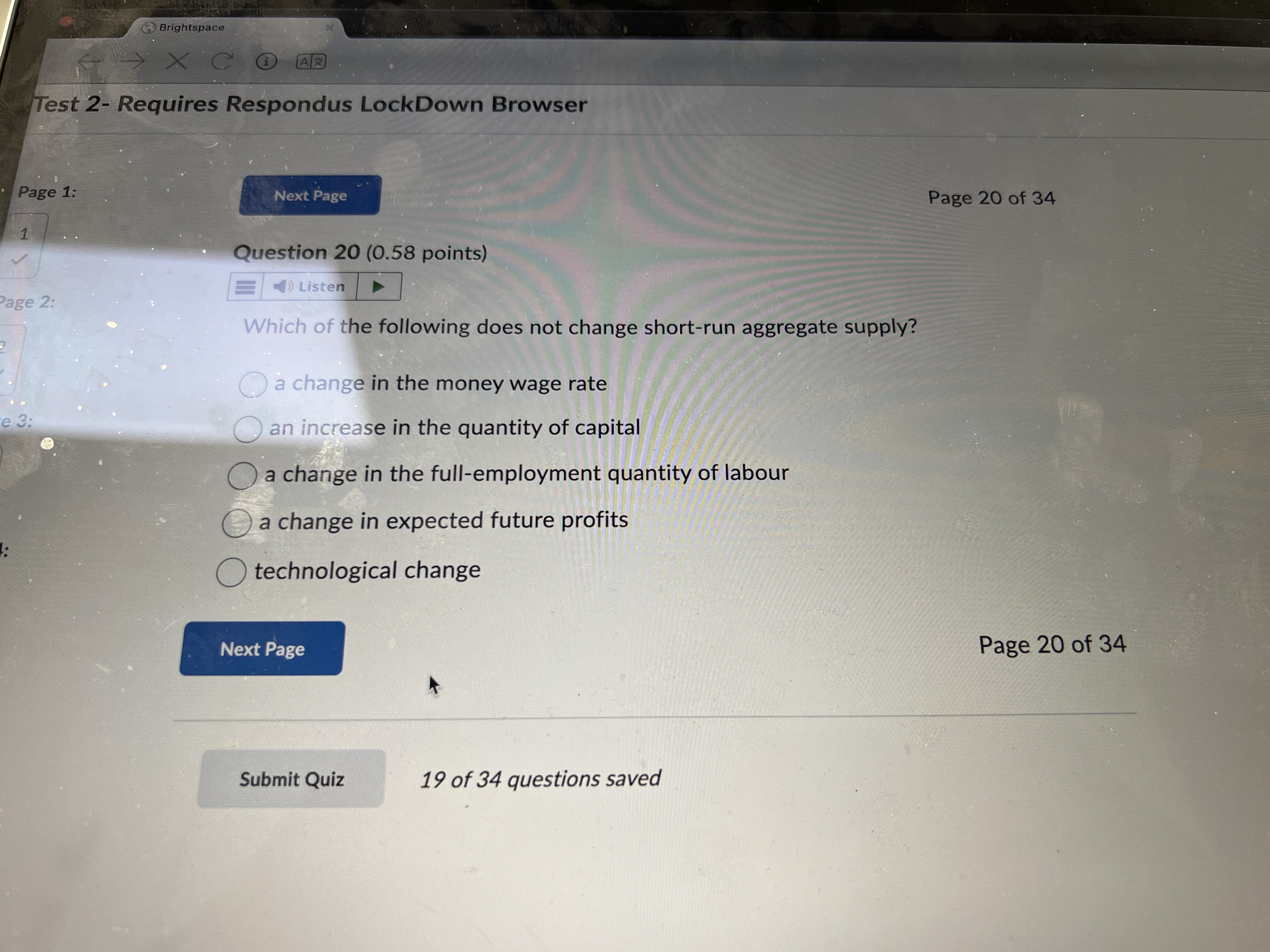 Answer Brightspace X C Test 2- Requires Respondus