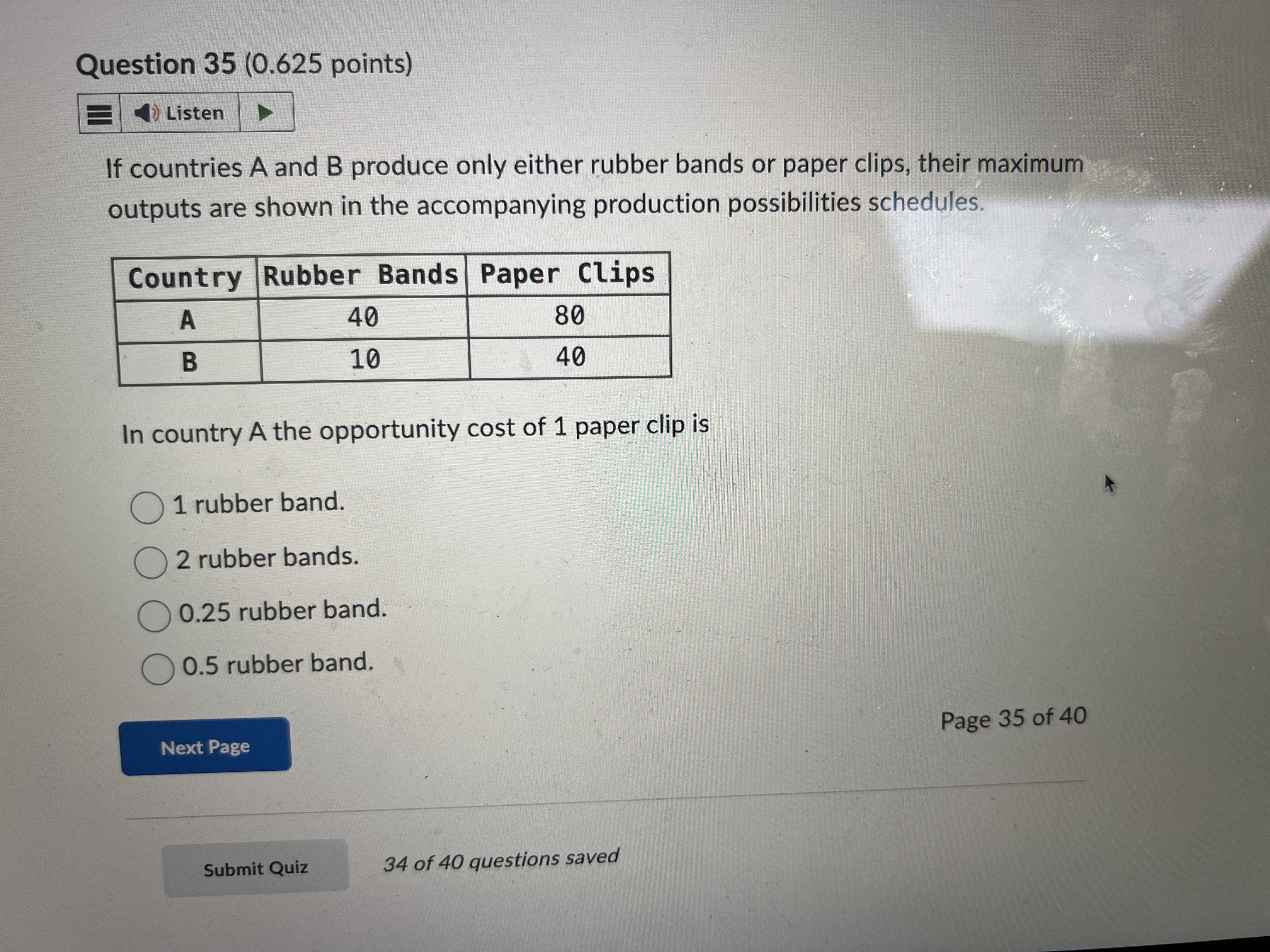 Answer Question 35 (0.625 points) ) Listen If