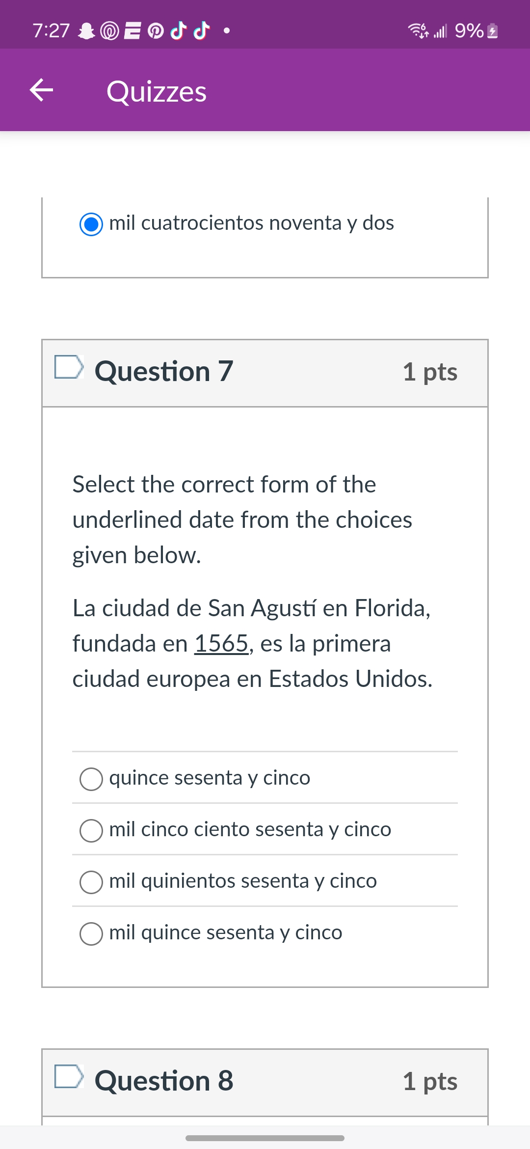 Answer the following 7:27 # @ End . For .ill 9%2