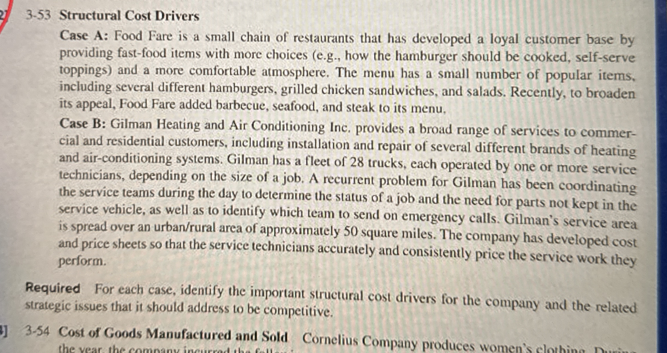 3 - 5 3 Structural Cost Drivers Case A: Food Fare