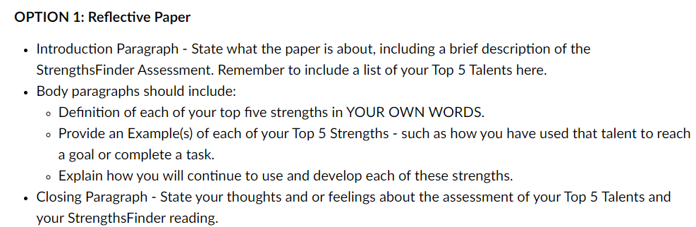 OPTION 1: Reflective Paper + Introduction