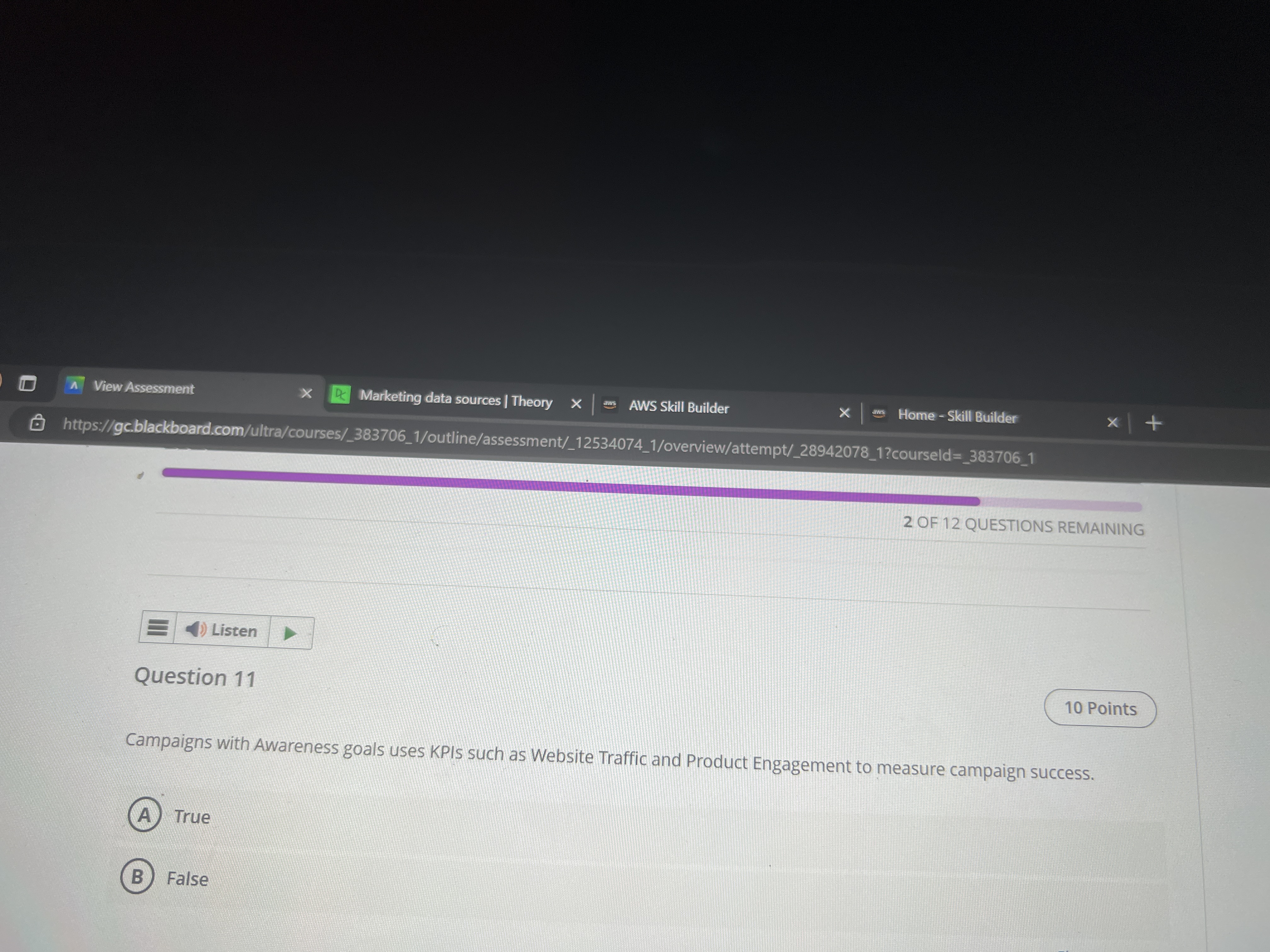 Answer A View Assessment X Marketing data sources