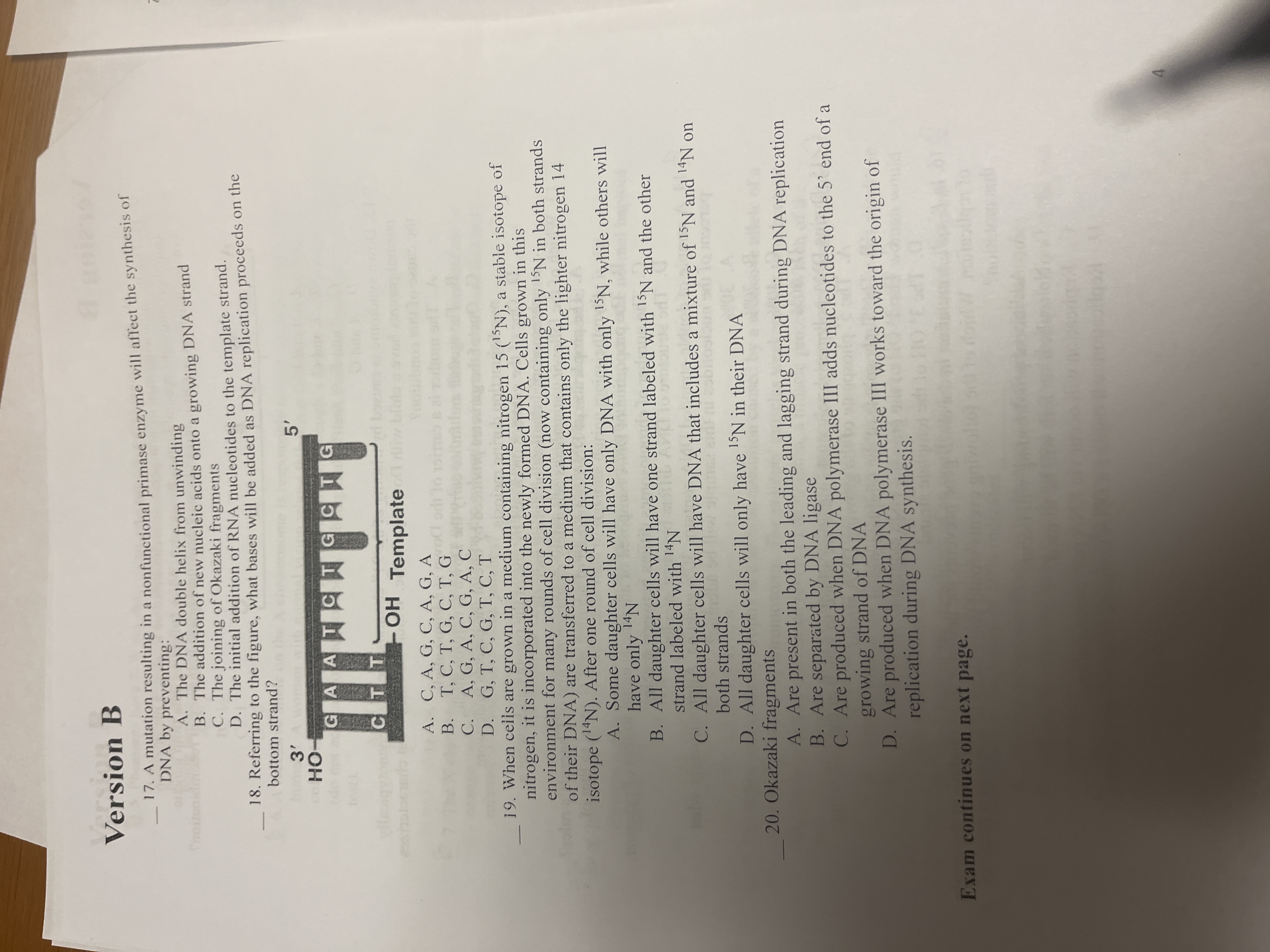 Answer Version B 17. A mutation resulting in a