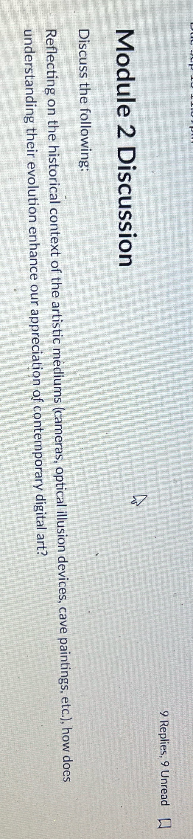 9 Replies, 9 Unread [ Module 2 Discussion Discuss
