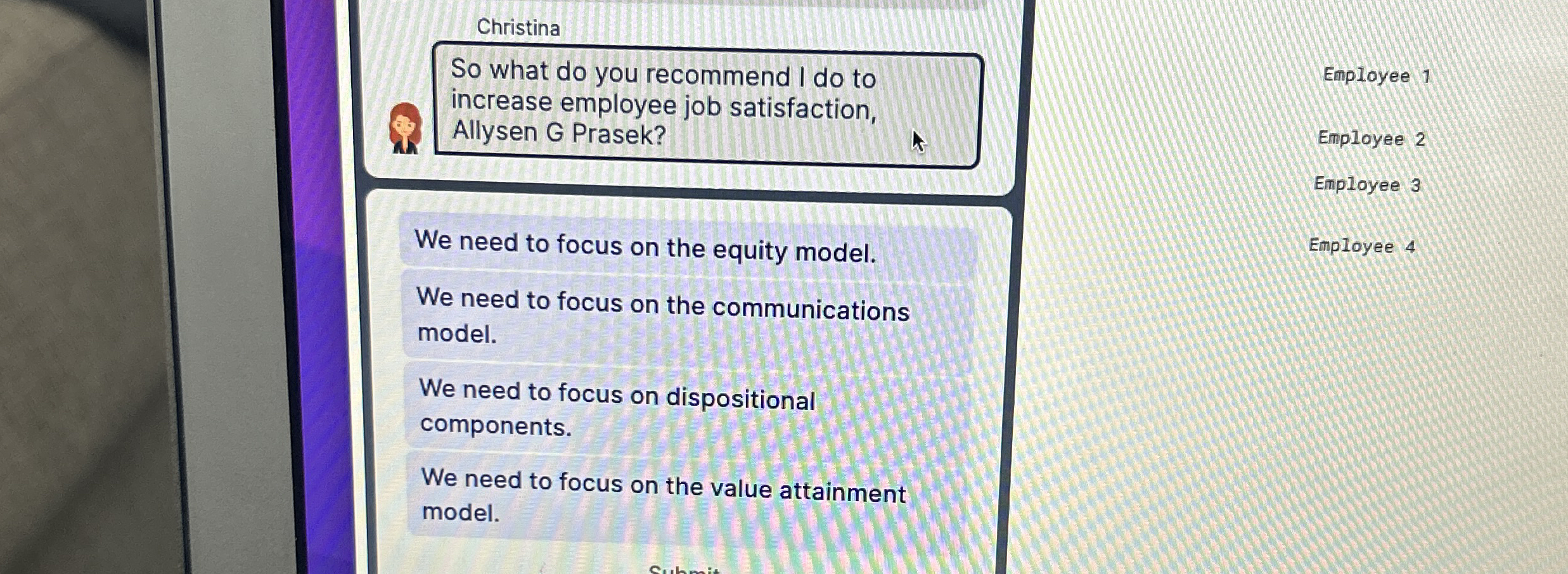 Christina So what do you recommend I do to