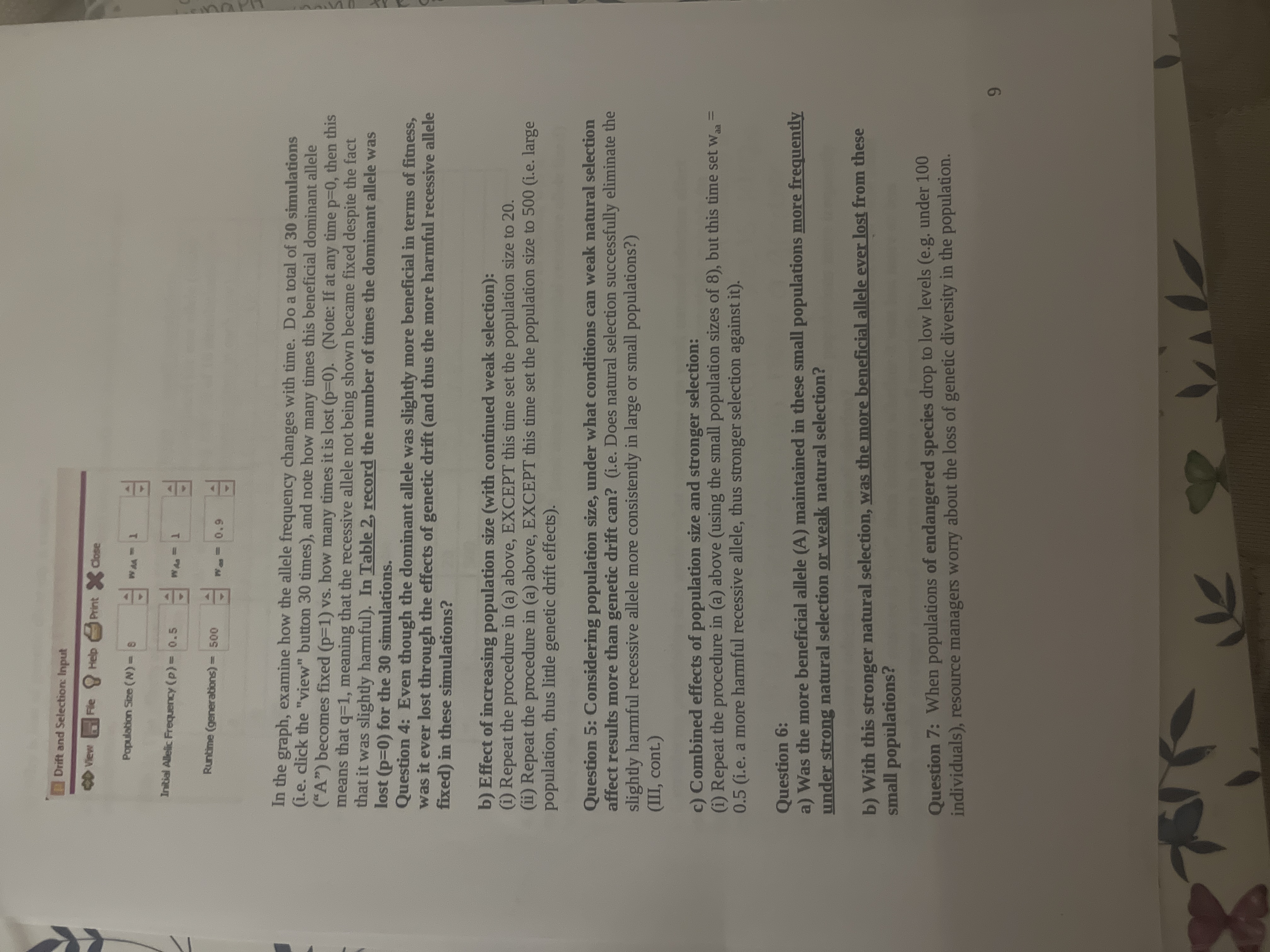 Answer the question Drift and Selection: Input OD