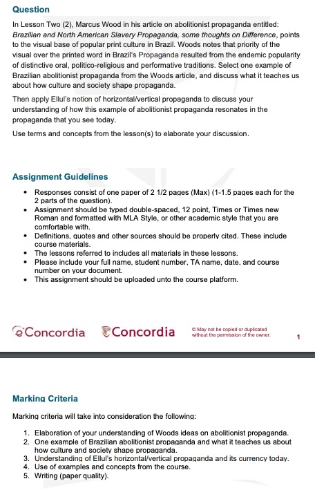 Question In Lesson Two (2), Marcus Wood in his