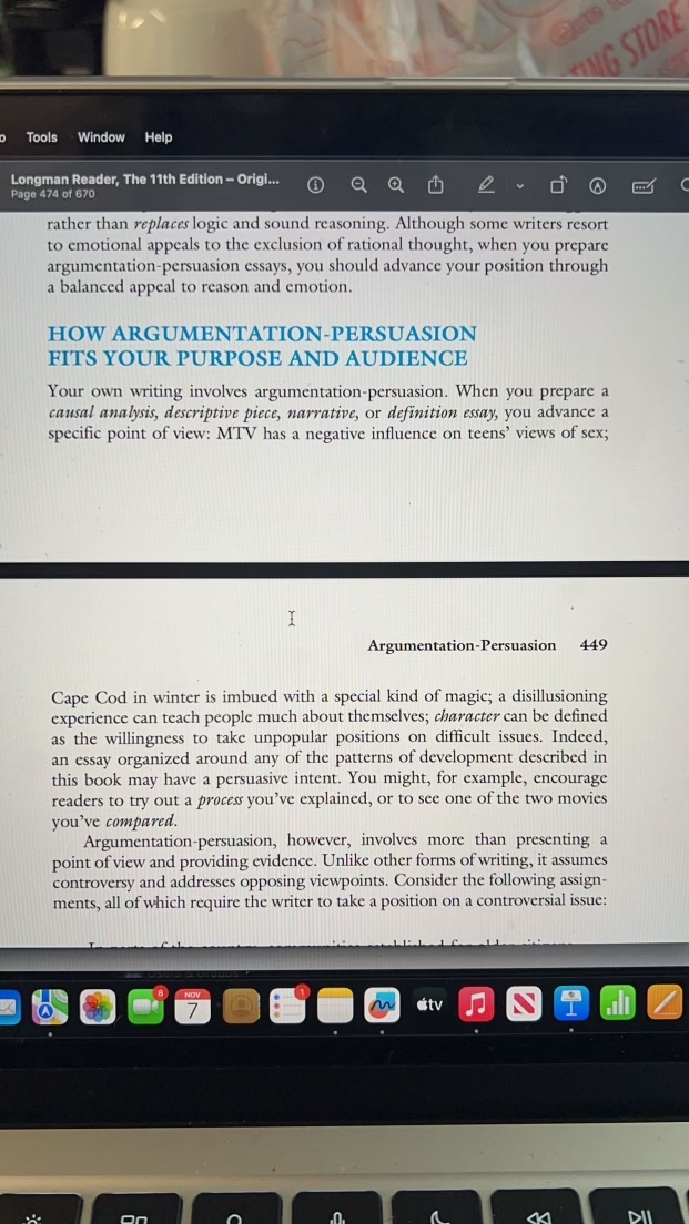 This week we will work on an Argumentation /