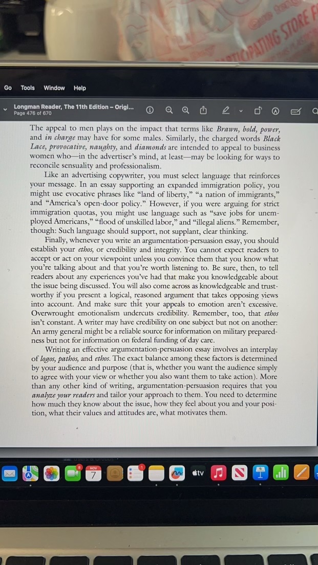 This week we will work on an Argumentation /