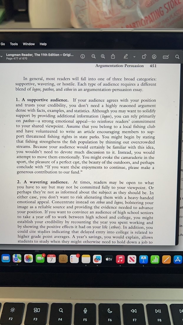This week we will work on an Argumentation /