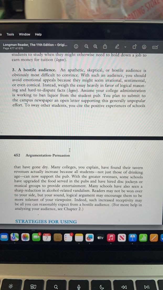 This week we will work on an Argumentation /