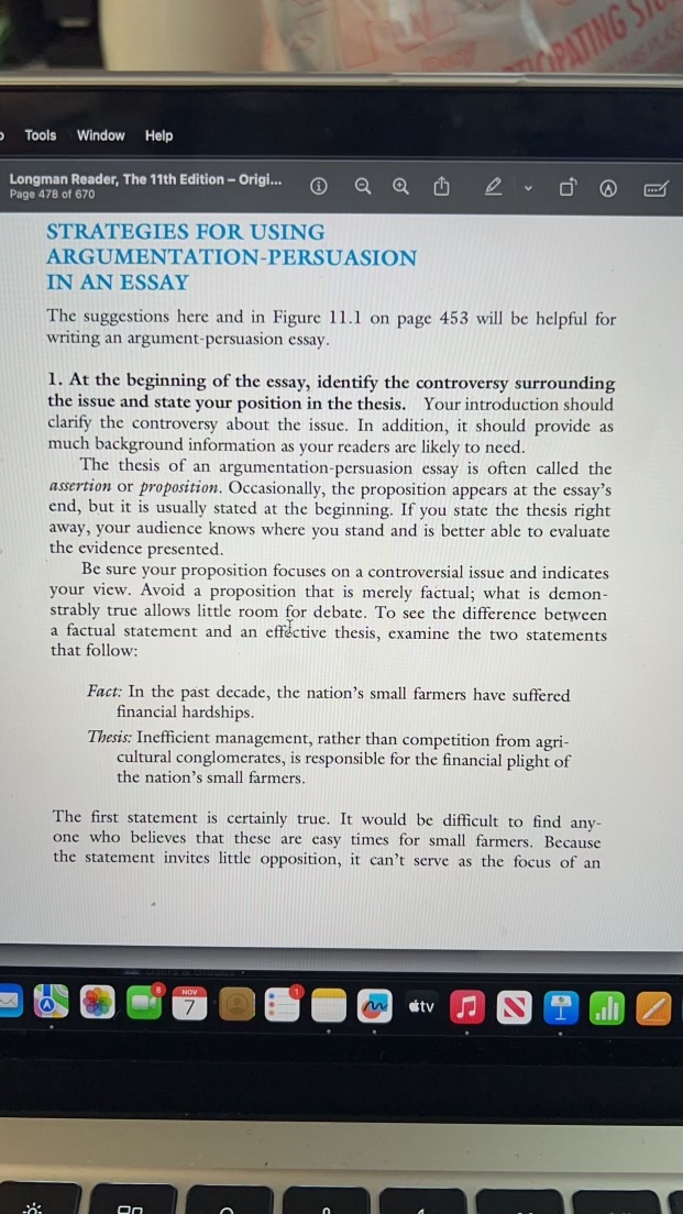 This week we will work on an Argumentation /
