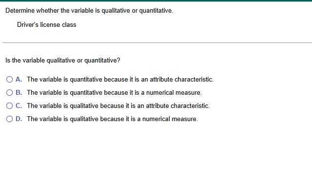 answer correctly Determine whether the variable