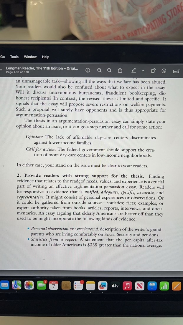 This week we will work on an Argumentation /