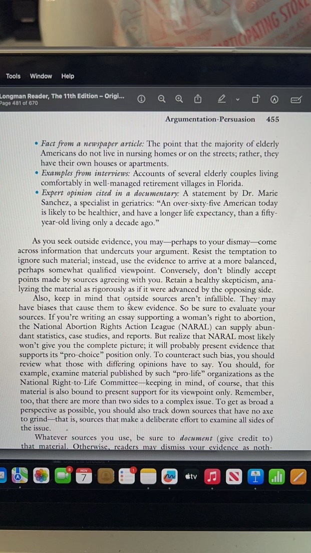 This week we will work on an Argumentation /