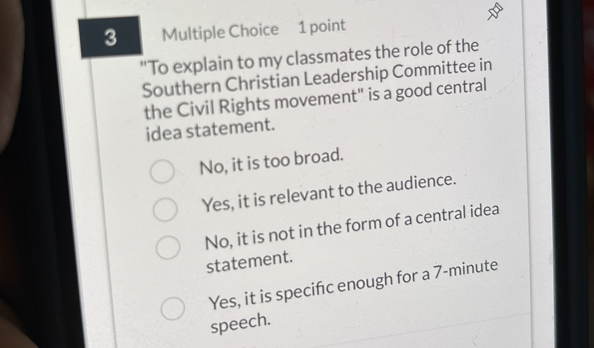 3 Multiple Choice 1 point " To explain to my