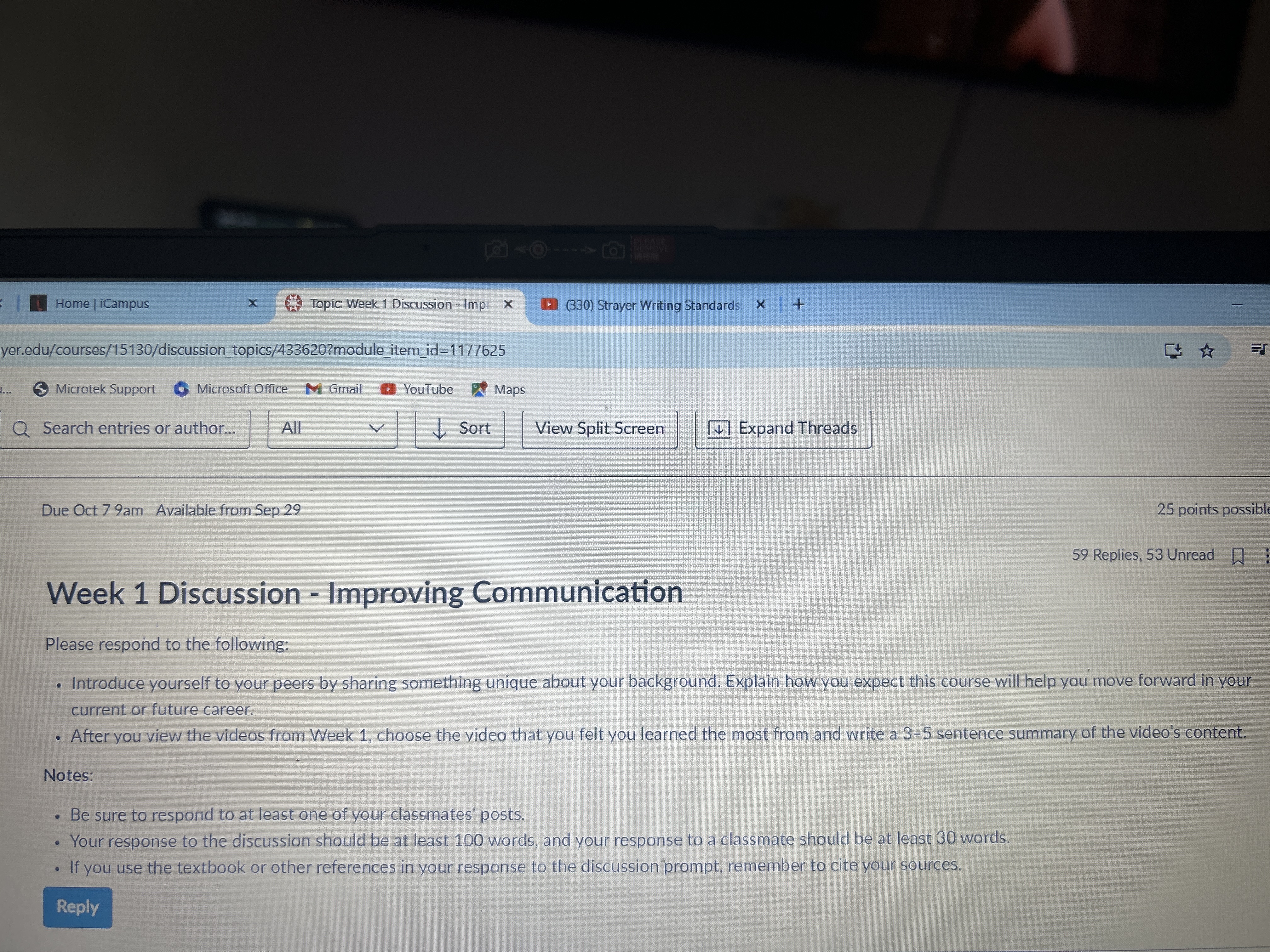 %3 Topic: Week 1 Discussion - Imp: X @ (330)