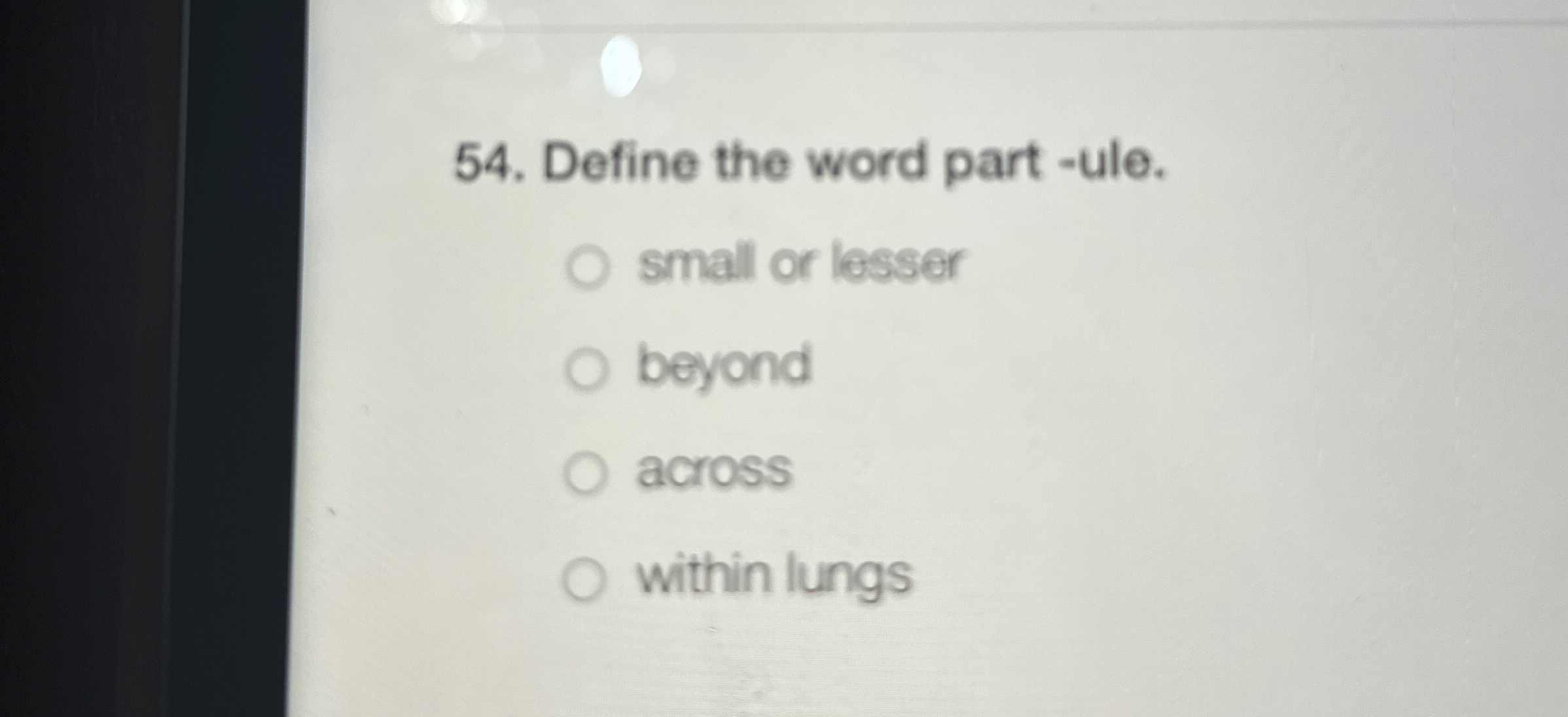 Define the word part - ule. small or lesser